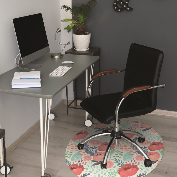 bodenschutzmatte bürostuhl Mohnblume