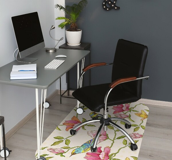 Bürostuhlunterlage Blumen und Vögel