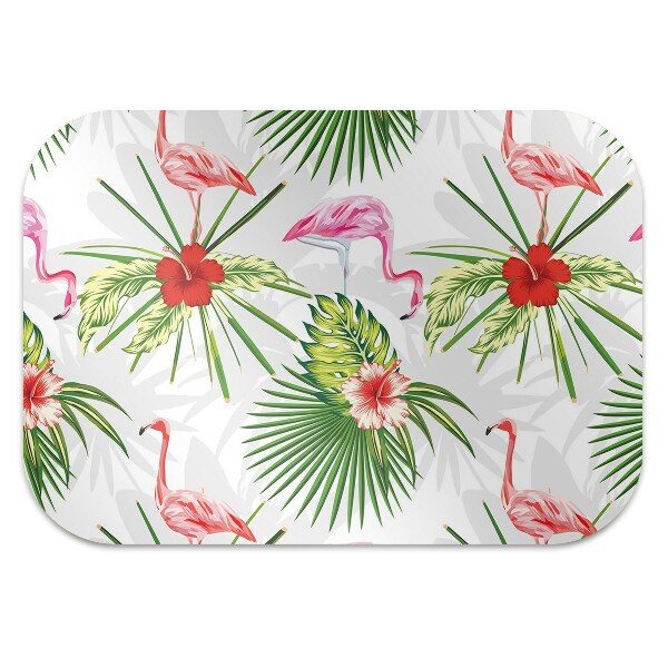 Stuhlmatte Flamingos und Blumen