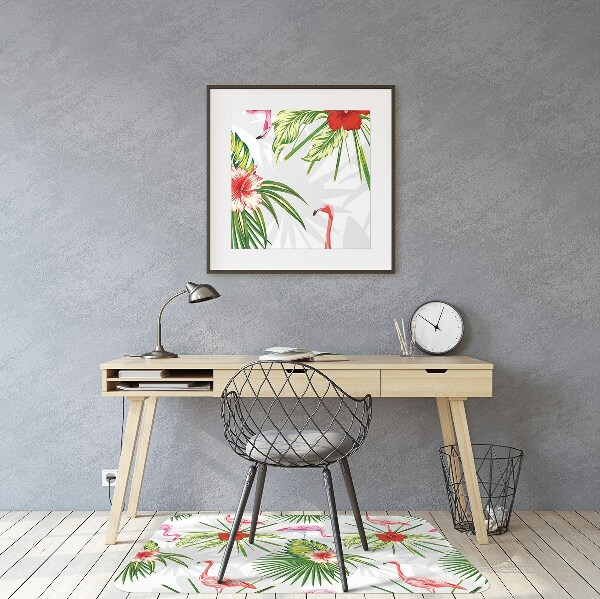Stuhlmatte Flamingos und Blumen