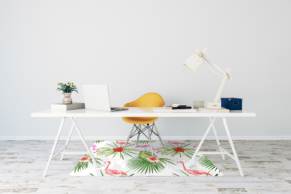 Stuhlmatte Flamingos und Blumen
