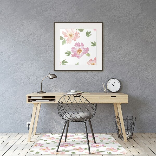 Stuhlmatte für Hartböden Aquarellblumen