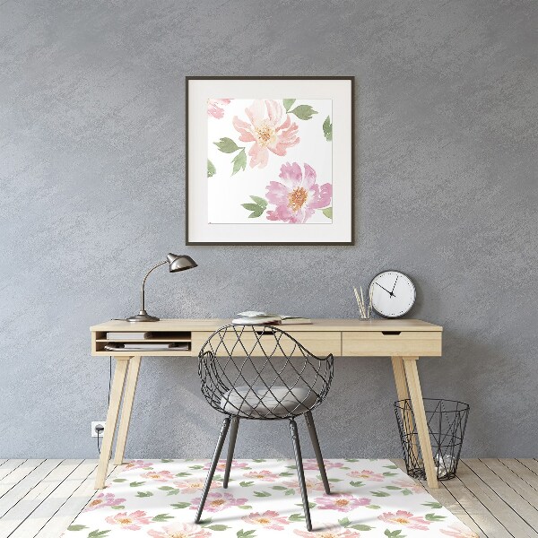 Stuhlmatte für Hartböden Aquarellblumen
