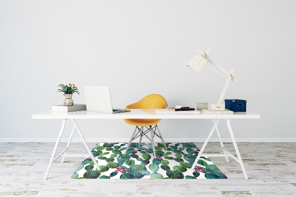 Bürostuhlunterlage Kakteen mit Blumen