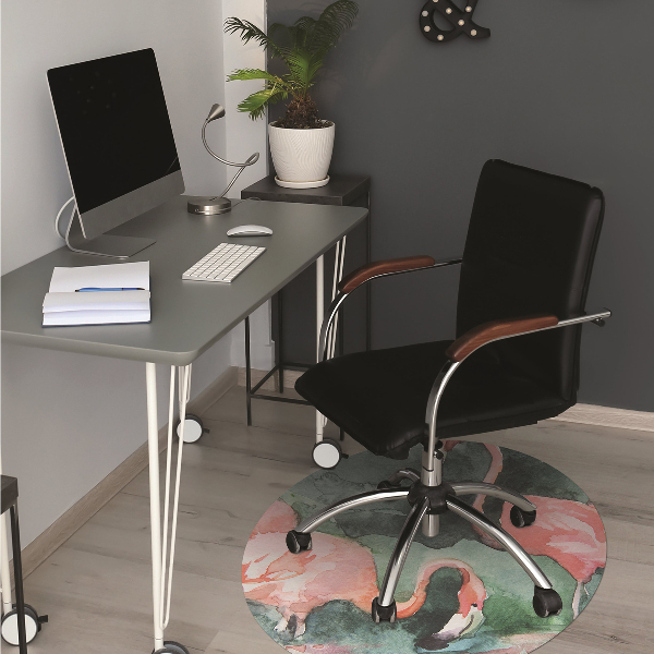 Stuhlmatte für Hartböden Lackierte Flamingos.