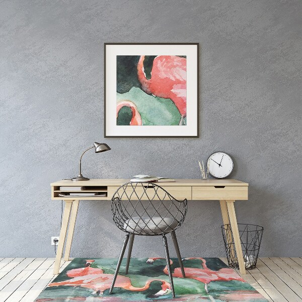 Stuhlmatte für Hartböden Lackierte Flamingos.