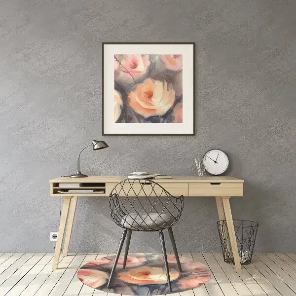 Stuhlmatte für Hartböden Orange Rosen
