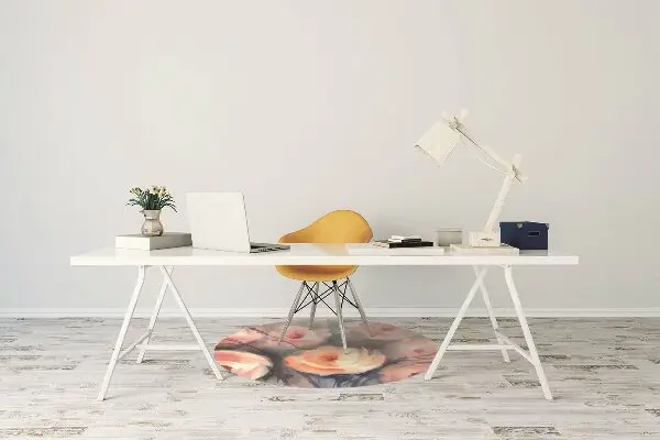 Stuhlmatte für Hartböden Orange Rosen