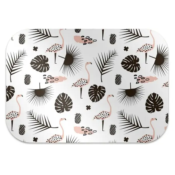 Stuhlmatte Blätter und Flamingos.