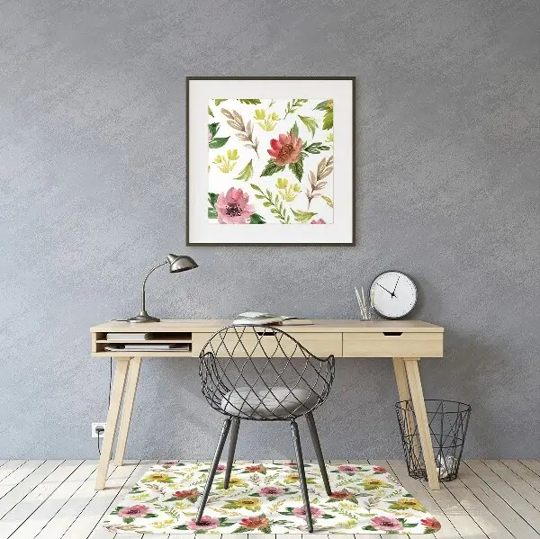 Bürostuhlunterlage Aquarellblumen