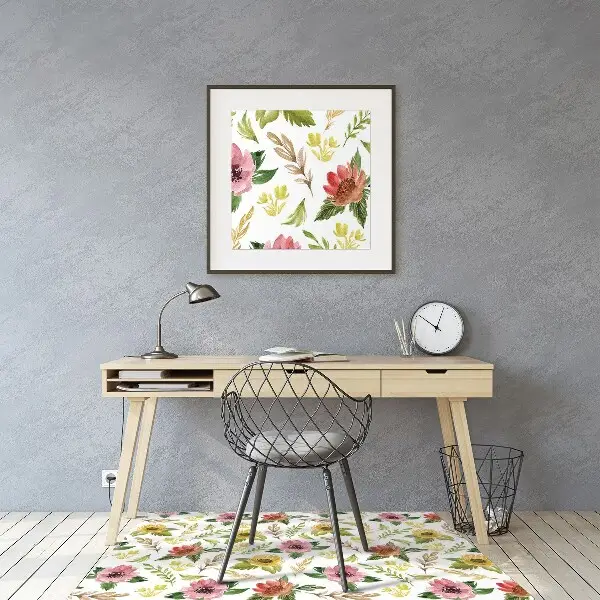 Bürostuhlunterlage Aquarellblumen