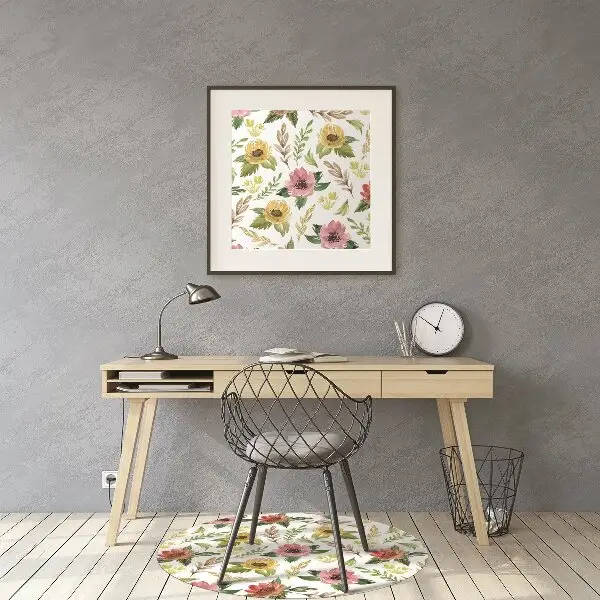 Bürostuhlunterlage Aquarellblumen