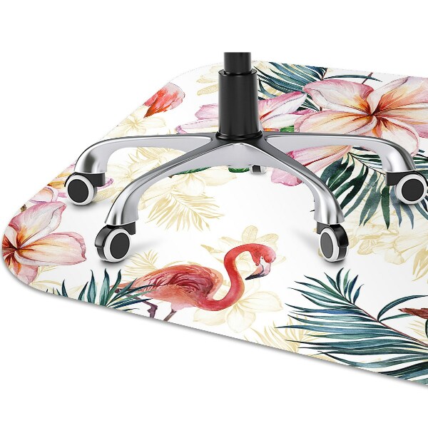 Stuhlmatte für Hartböden Flamingos in den Blumen