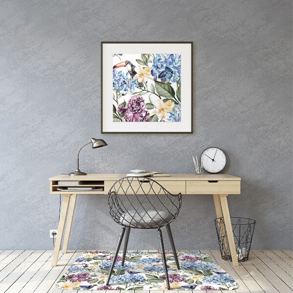 Stuhlmatte für Hartböden Retro-Blumen