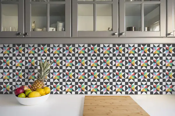 Vinyl wand boden fliesen Geometrisches buntes Motiv