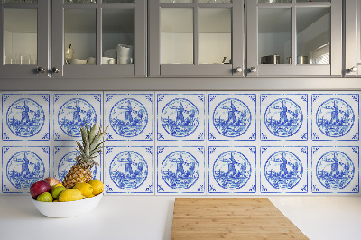 Vinyl fliesen Windmühle im Azulejos-Stil